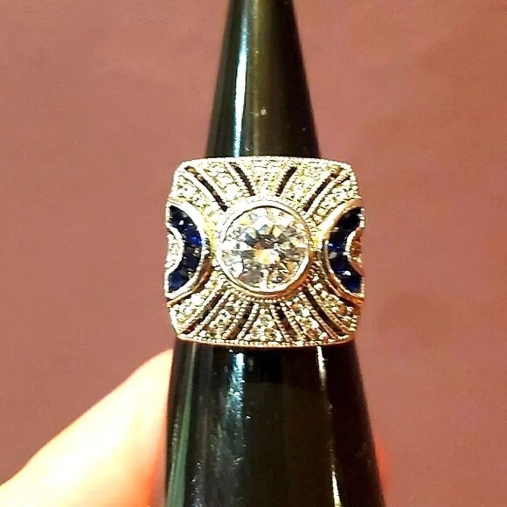 JOESEPH ESPOSITO, SAPPHIRE Diamonique Ring, Stamped ESPO,925,CZ,Sizs 5, NWOT!